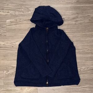 Biancalancia 100% Cashmere Full Zip Sweater Womens Size 40 EU Made In Italy Navy